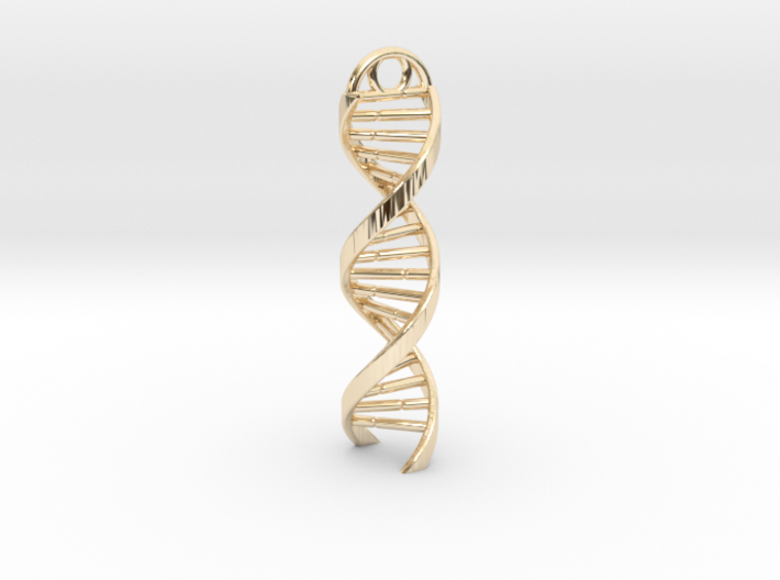 DNA Helix Necklace Pendant - Gold or Rhodium 3d printed 