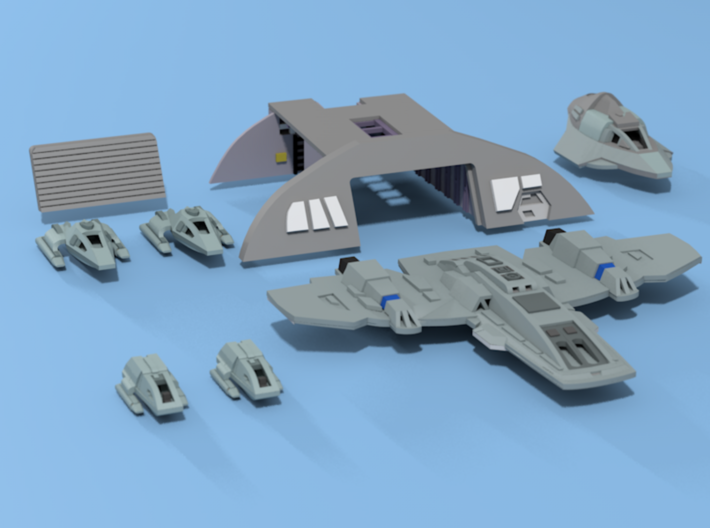 1/1000 Voyager Shuttle bay and Aeroshuttle Set 3d printed