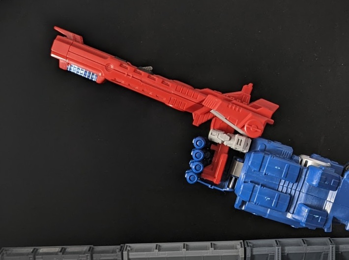 TF TR Titan Replacement Thumb Set 3d printed Holding Metroplex's Red Cannon
