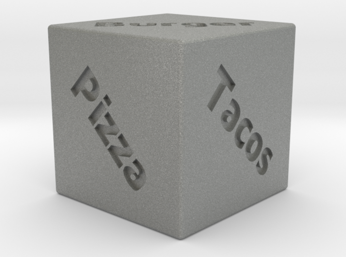6 sided food decision dice (d6) 25mm 3d printed