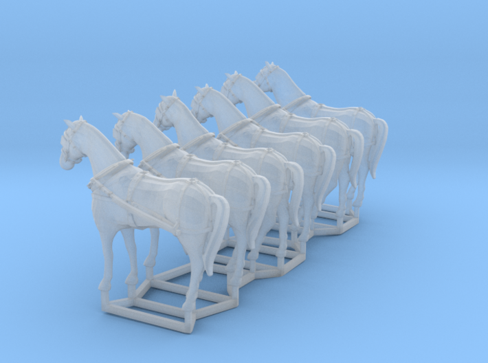 6 pack S scale horses with harnesses 3d printed