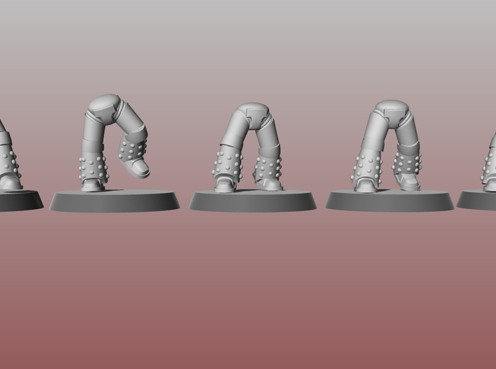 Mark IV Space Marine Legs w studded greaves x10 3d printed shown on 32mm base