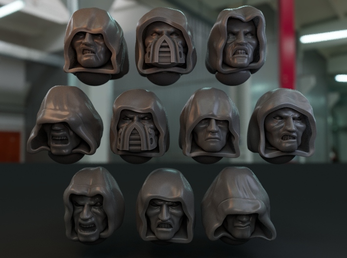10-20x Hooded Faces for Dark Angels 3d printed