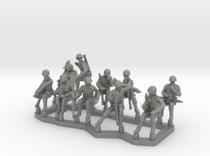 1/87 HO WWII Seated GI, Ten Soldiers Set 3d printed