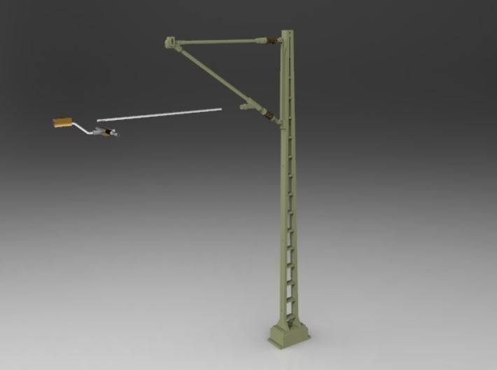 Catenary mast - Gauge 1 (1:32) 3d printed Exploded digital preview shows a combination of parts in the catenary program!
