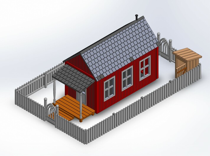 1880 SCHOOL HOUSE, FENCE, OUTHOUSE 3d printed