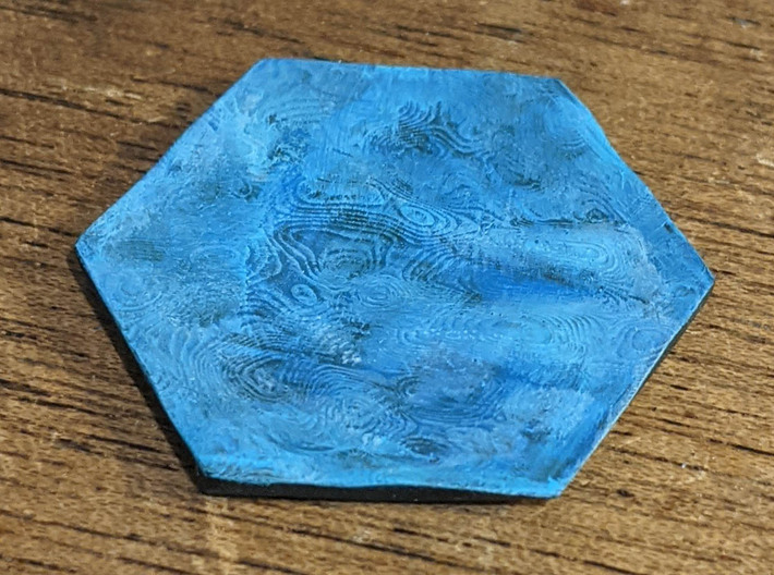 Sea ripples terrain hex tile counter 3d printed Painted resin print of sea ripples hex tiles