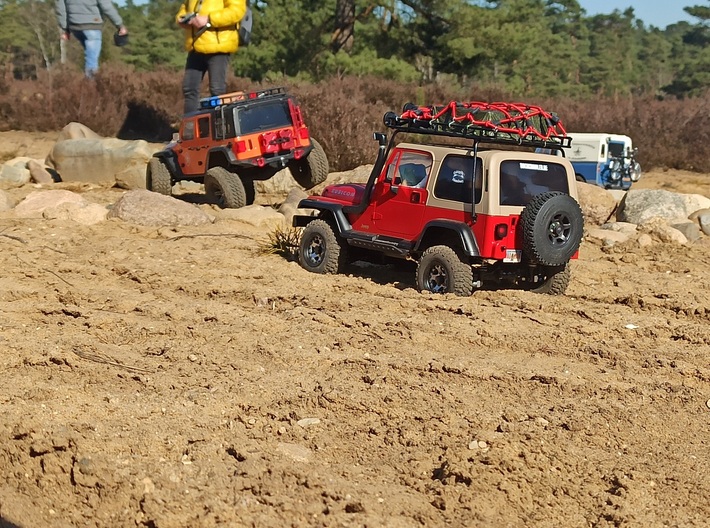 Tamiya Jeep Rock Slider Webbed CC-01 3d printed Photo of customer's Jeep featuring the sliders