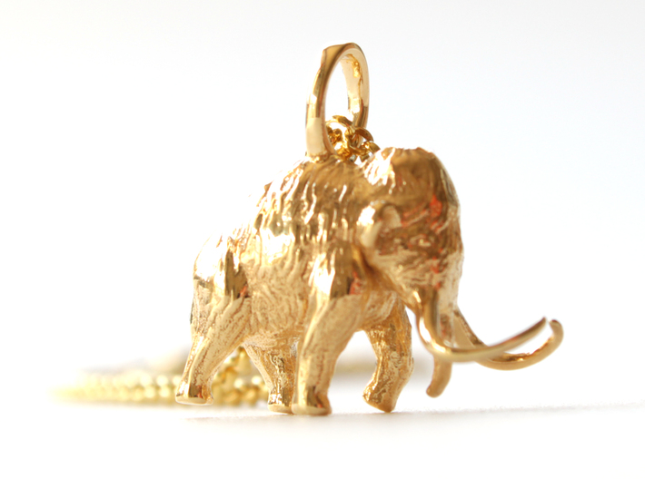 Woolly Mammoth Pendant - Science Jewelry 3d printed Woolly Mammoth pendant in 14K gold plated brass