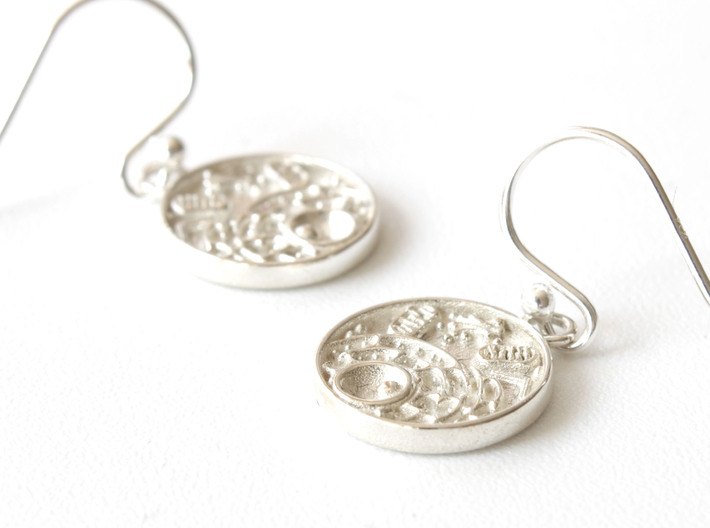 Animal Cell Earrings - Science Jewelry 3d printed Animal Cell Earrings in polished silver
