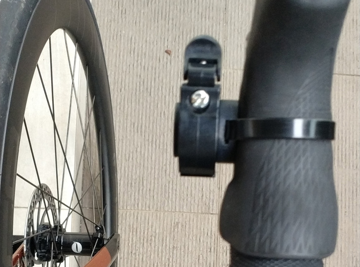 Bicycle Ring Bell Adapter for Drop Bars 3d printed Top view after installation