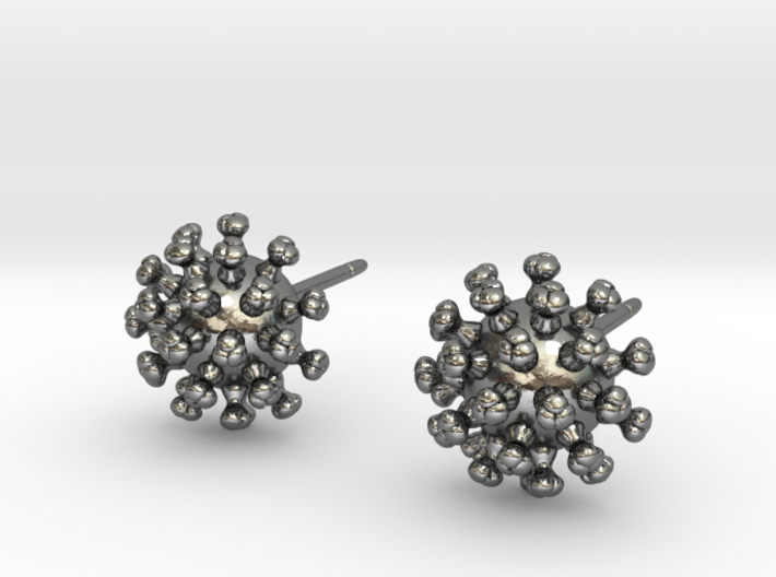Coronavirus Stud Earrings - Science Jewelry 3d printed 