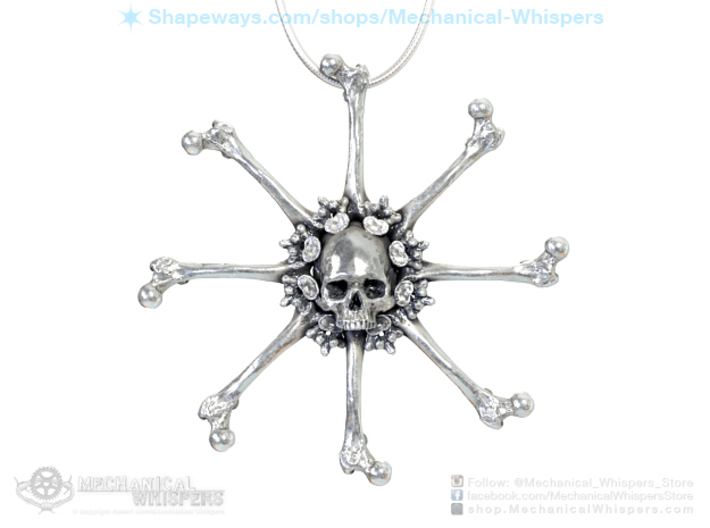 Human Skull Pendant Jewelry Necklace, Vehmic Bone 3d printed