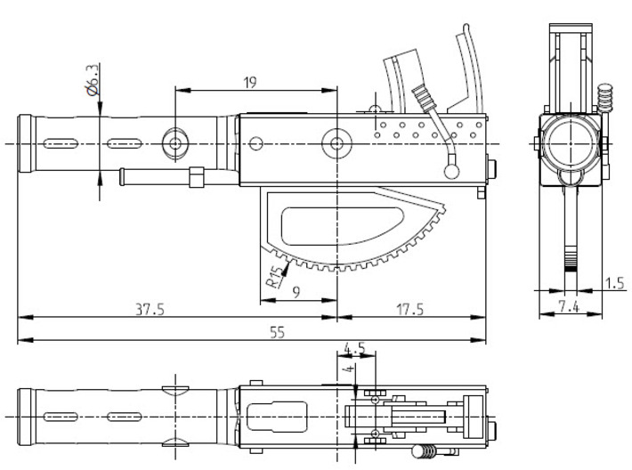 Rohrwiege für Bofors 40mm L/70 1:35 3d printed 