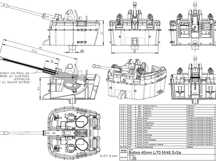 Munitionsübergabe für Bofors 40mm L/70 1:35 3d printed Komplette Bofors 40mm L/70 M/48 bestehend aus mehreren 3D-Drucken
