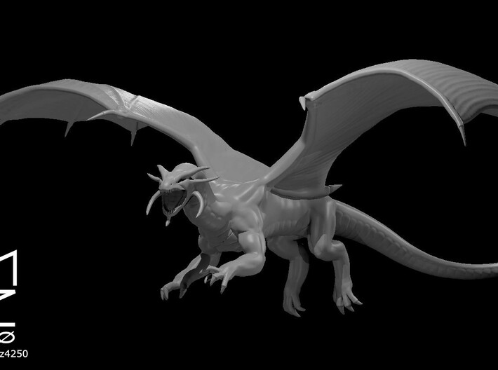 Ancient Sapphire Dragon Flying 3d printed