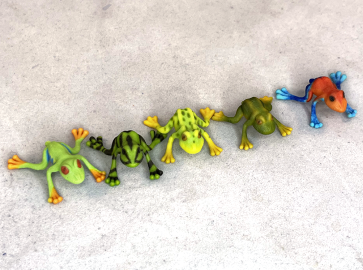 5 Smaller Jumping Frogs - Color 3d printed