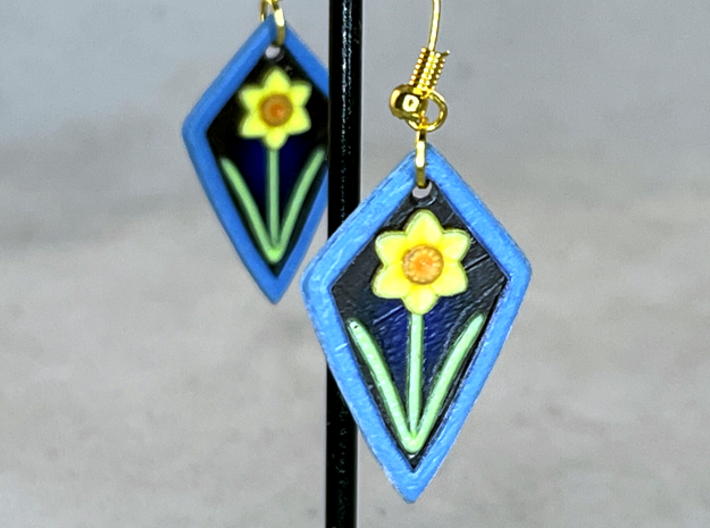 Daffodil Earrings 3d printed