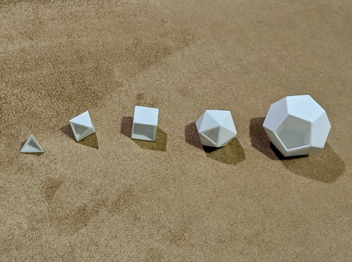Platonic solids (one windowed face) 3d printed 