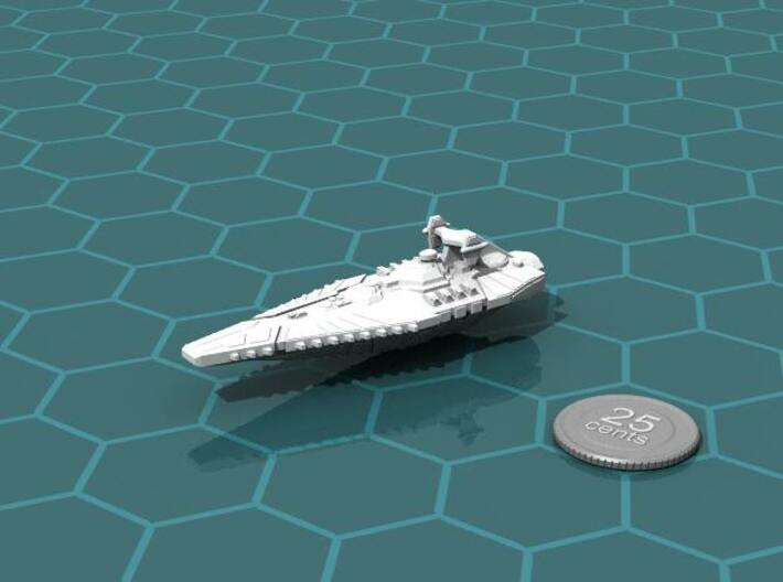 Stravok Veruuk Assault Ship 3d printed Render of the model, with a virtual quarter for scale.