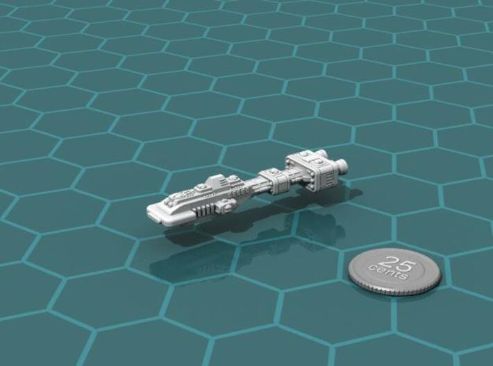 Accord Battleship 3d printed Render of the model, with a virtual quarter for scale.