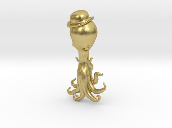 Steampunk Octopus in Bowler Hat Pendant 3d printed 
