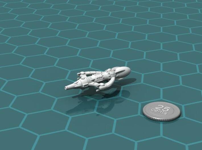 Drimsoniax Strike Cruiser 3d printed Render of the model, with a virtual quarter for scale.