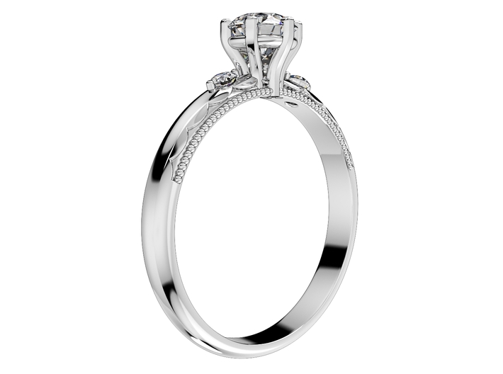 Engagement Ring Light Weight Solitaire Ring-O-1-10 3d printed 