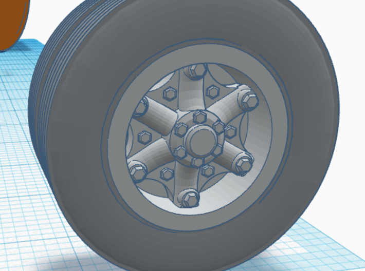 1/50th set of 4 dual tires with Dayton type wheels 3d printed 
