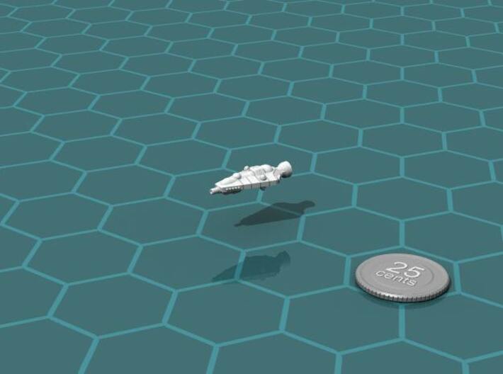 Gannek Corvette 3d printed Render of the model, with a virtual quarter for scale.