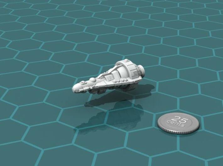 Gannek Heavy Cruiser 3d printed Render of the model, with a virtual quarter for scale.