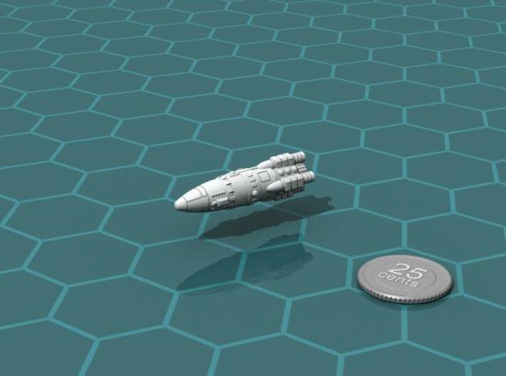 Triumvirate Battleship 3d printed Render of the model, with a virtual quarter for scale.
