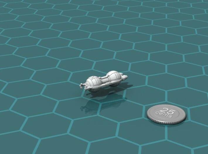 Triumvirate Tug 3d printed Render of the model, with a virtual quarter for scale.