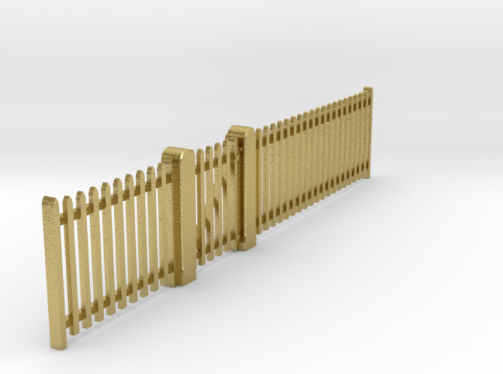 VR Gate and Picket Set #3 BRASS (RH) 1:87 Scale 3d printed