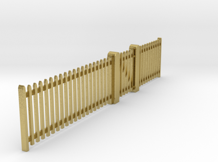 VR Gate and Picket Set #3 BRASS (LH) 1:87 Scale 3d printed
