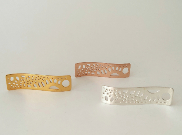 Lace Small Ribbon earrings 3d printed Gold, Rose Gold, Natural Silver