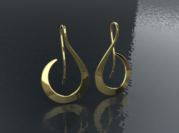 Lines with curves Earring 3d printed