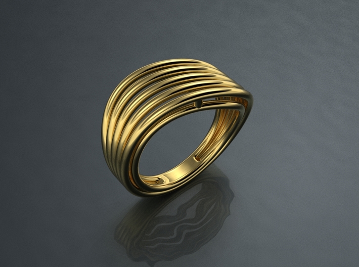 Lines in motion Ring 3d printed 