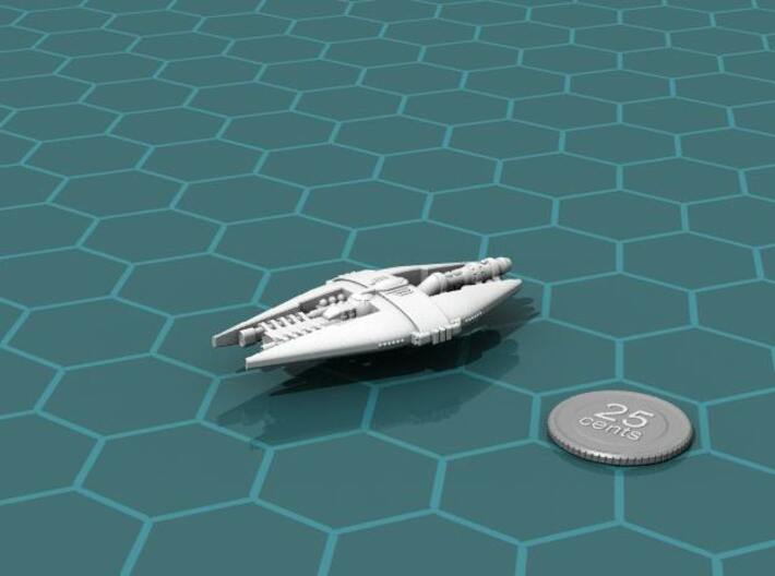 Marm Heavy Cruiser 3d printed Render of the model,with a virtual quarter for scale.