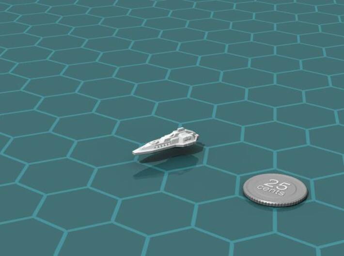 Unification Frigate 3d printed Render of the model, with a virtual quarter for scale.