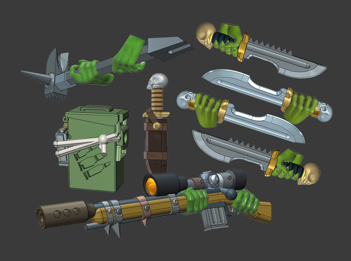 Base Orc Kill Team Weapons & Bits 3d printed 