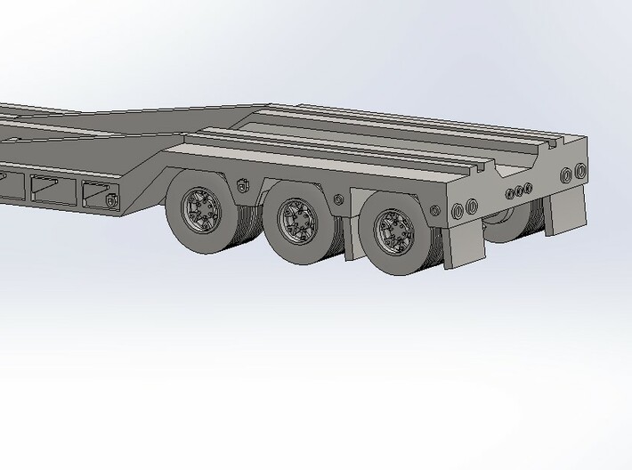 N Scale folding gooseneck rail deck trailer 3d printed Wheel and Light Detail