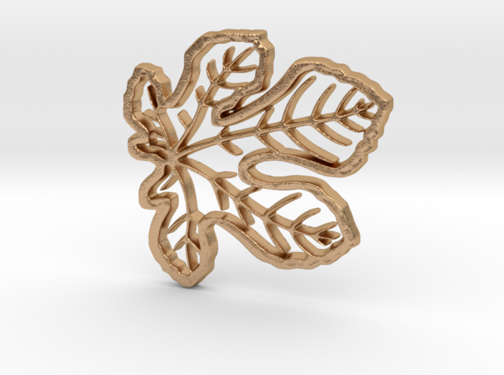 Fig Leaf with Veins Charm Pendant 3d printed
