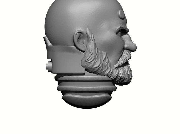 10x Space Marine Veteran Bald Head: Beard Stud 3d printed 