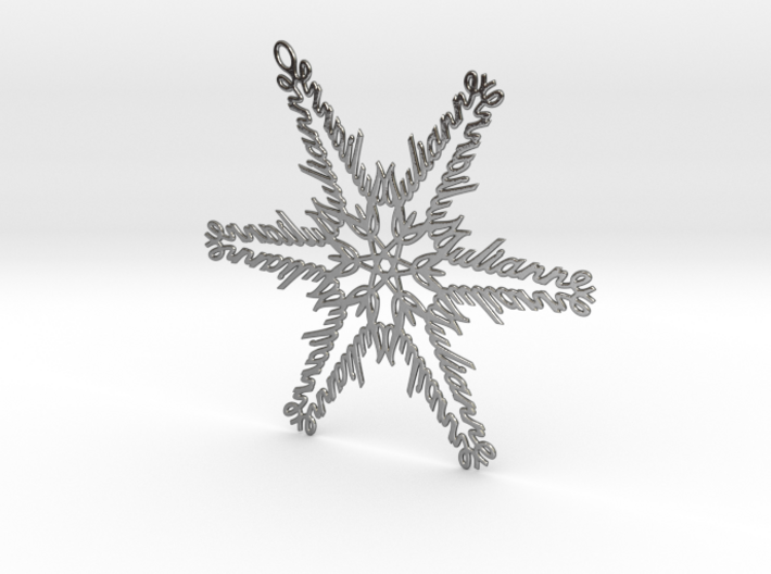Julianne metal snowflake ornament 3d printed