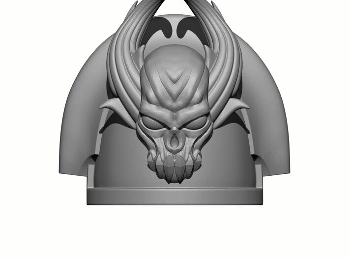 10x Gen:3 Demon Skull Shoulder Pad - Plain 3d printed Gen:3 Demon Skull Shoulder Front