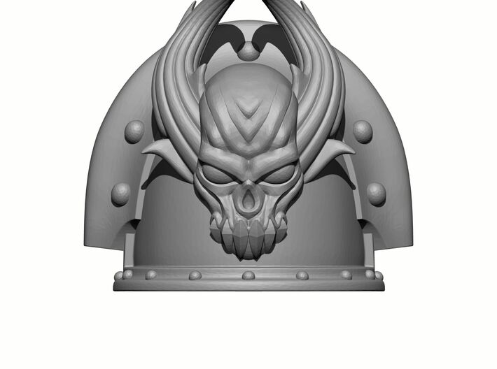 10x Gen:3 Demon Skull Shoulder Pad - Rivets 3d printed Gen:3 Demon Skull Shoulder Pad - Rivets Front