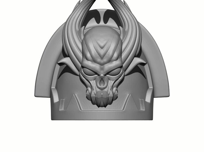 10x Demon Skull Shoulder Pad - Chaotic Pads 3d printed 10x Demon Skull Shoulder Pad - Chaotic Pads Front