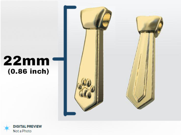 Paw Power Tie Pendant, 22mm Bar Necklace 3d printed