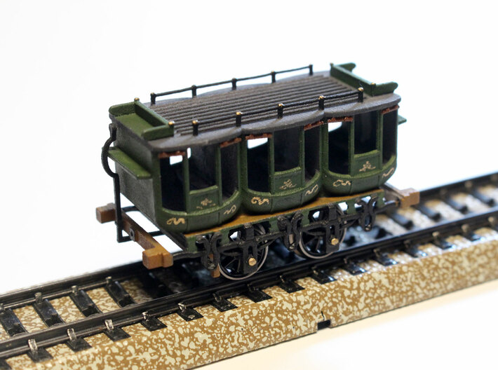 1832 Camden &amp; Amboy Passenger Coach (26mm axles) 3d printed processed versatile plastic print, completed model after painting